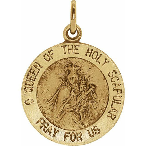 14kt Yellow Gold 1/2in Round Scapular Medal