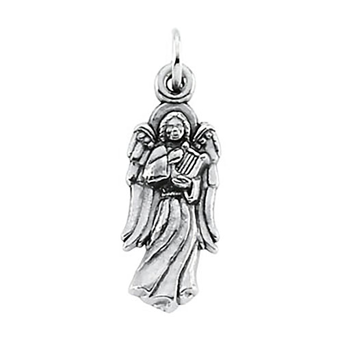 14k White Gold Angel Harp Pendant 21x9mm