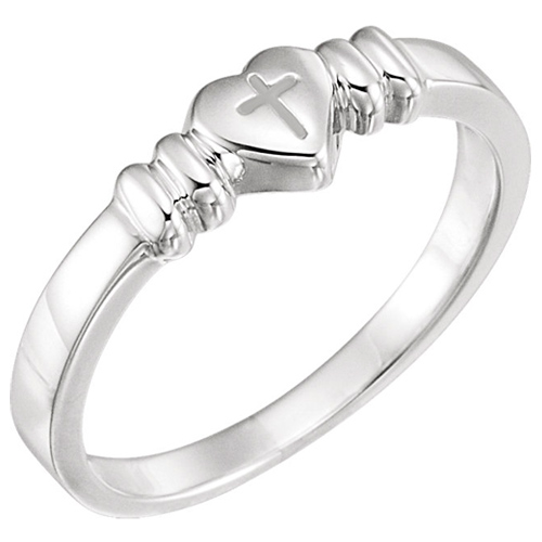 Sterling Silver Heart with Cross Chastity Ring