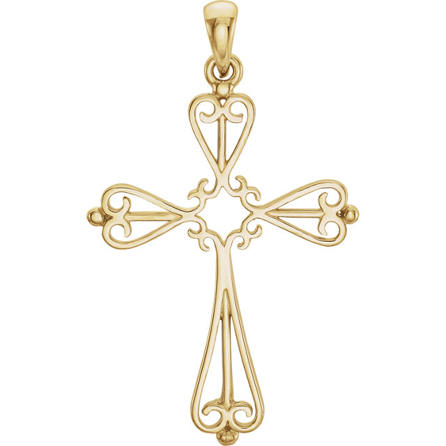 14kt Yellow Gold 1 1/4in Filigree Cross 