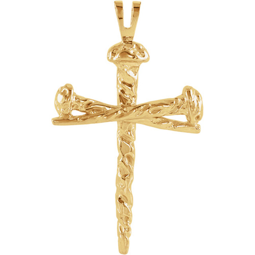14kt Yellow Gold 1in Nails Cross Pendant