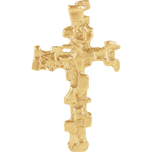 14kt Yellow Gold 1 1/2in Nugget Cross Pendant