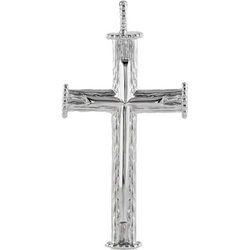 Sterling Silver 1 1/2in Fancy Textured Beaded Cross