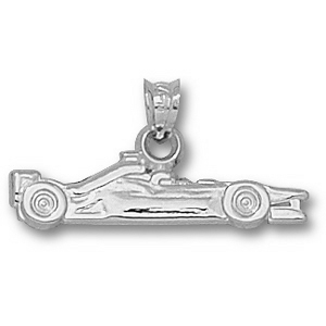 1/4in Sterling Silver Race Car Pendant