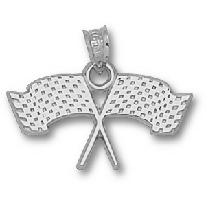 Crossed Flags 1/2in Sterling Silver Pendant