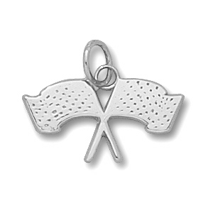 3/8in Sterling Silver Checkered Flags Pendant