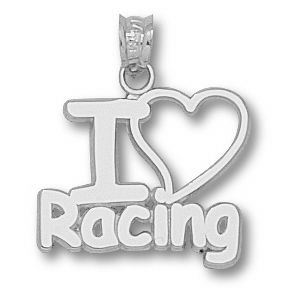 I Love Racing 5/8in Sterling Silver Pendant
