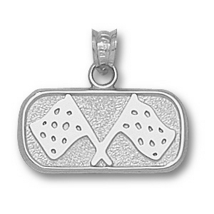 Checkered Flags 3/8in Sterling Silver Pendant