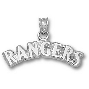 Sterling Silver 1/4in Texas Rangers Arched Team Pendant