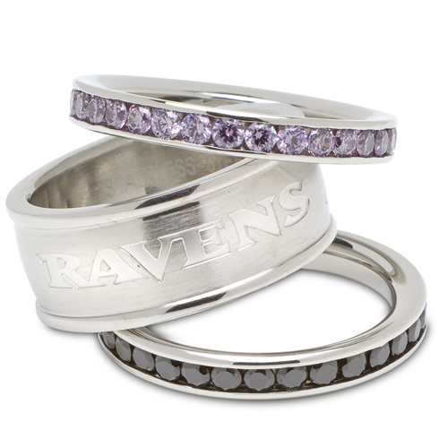 Baltimore Ravens Crystal Stacked Ring Set