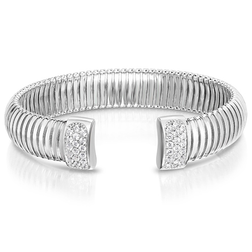 Sterling Silver Cavour White CZ Bangle Bracelet