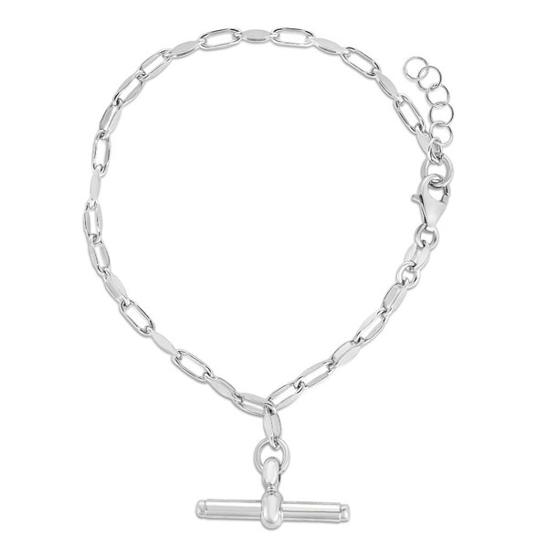 Sterling Silver T Bar Bracelet 8in