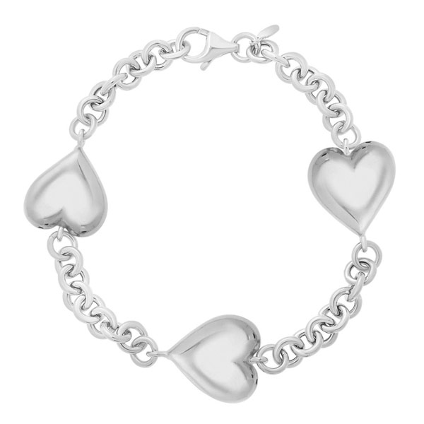 Stering Silver Puffy Hearts Bracelet