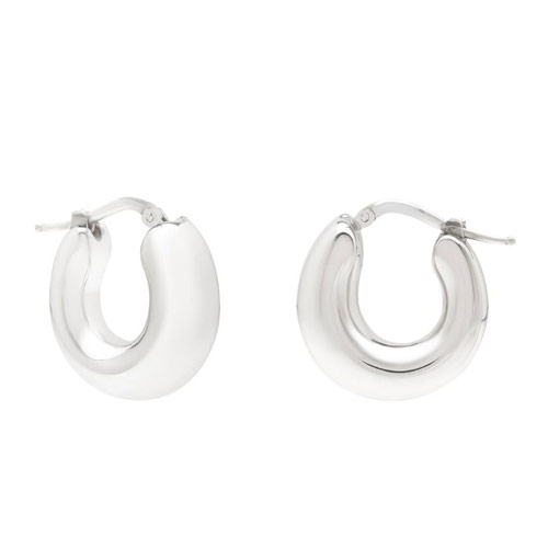 Sterling Silver Domed Hoop Earrings 3/4in
