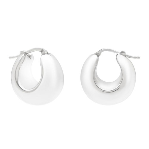 Sterling Silver Chunky Domed Hoop Earrings 3/4in