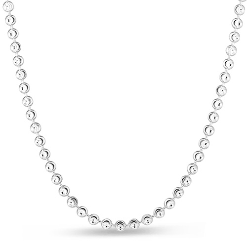 Sterling Silver 24in Moon-cut Bead Chain 4mm