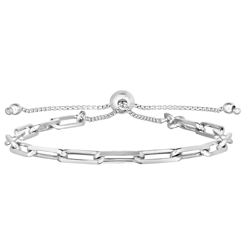 Sterling Silver Paper Clip Link Bolo Bracelet