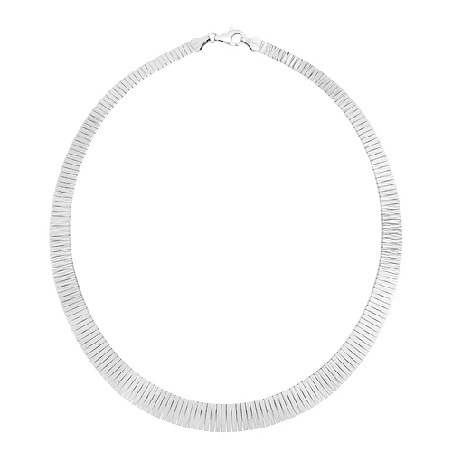 Sterling Silver Linear Diamond Cut Cubetto Necklace 17in
