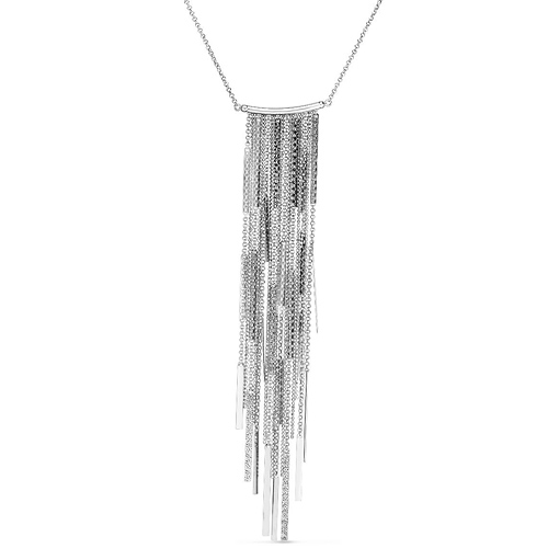 Sterling Long Bar Fringe Necklace
