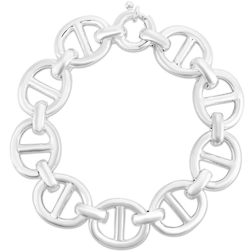 Sterling Silver 7.5in Puffed Mariner Link Bracelet 15mm