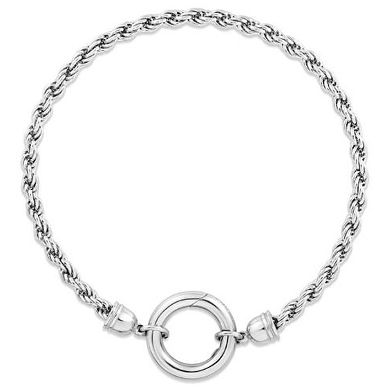 Sterling Silver Fancy Push Lock Rope Chain Bracelet 7in