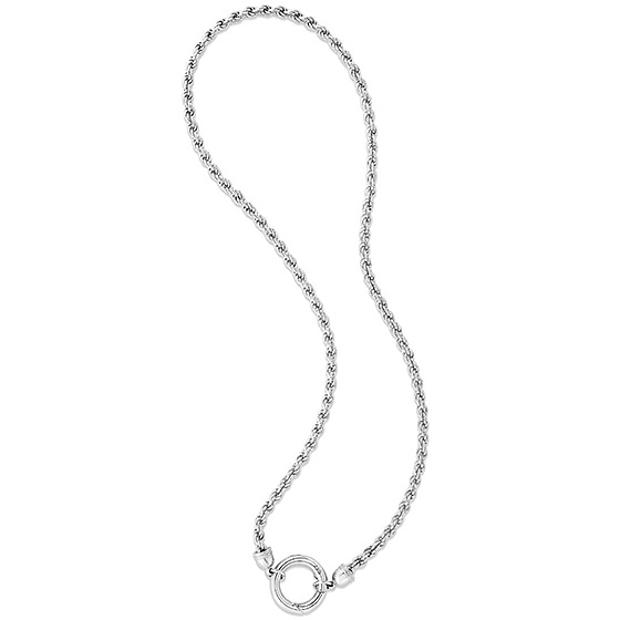 Sterling Silver Fancy Push Lock Rope Chain Necklace 18in