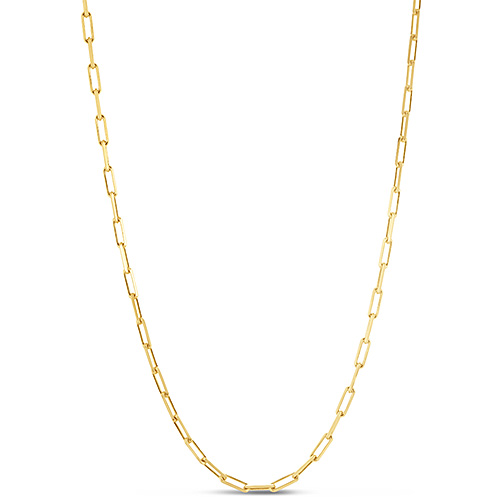 Gold-plated Sterling Silver 24in Paper Clip Chain 3mm