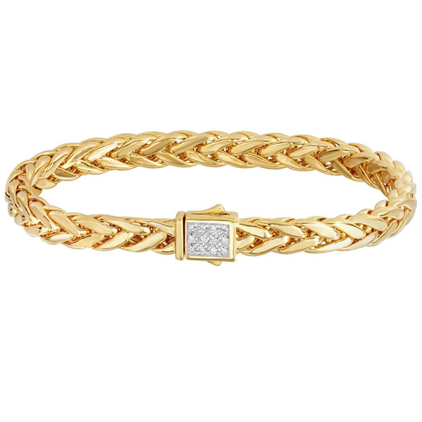 Phillip Gavriel 14k Yellow Gold Men's .12 ct tw Diamond Woven Bracelet