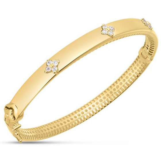 14k Yellow Gold Trilogy .30 ct Diamond Clover Bracelet