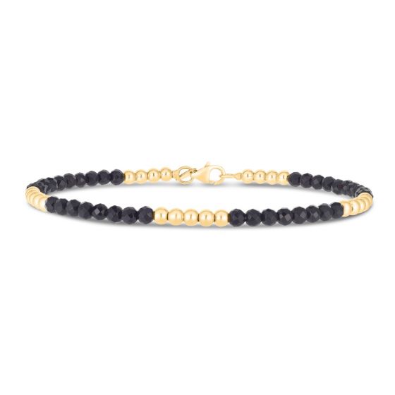14k Yellow Gold Onyx Pallina Bead Bracelet