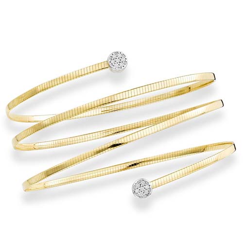 Phillip Gavriel 14k Yellow Gold Flexible Spiral Bracelet with Diamonds