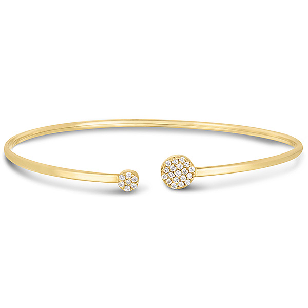 14k Yellow Gold Offset .25 ct tw Diamond Cluster Cuff Bangle