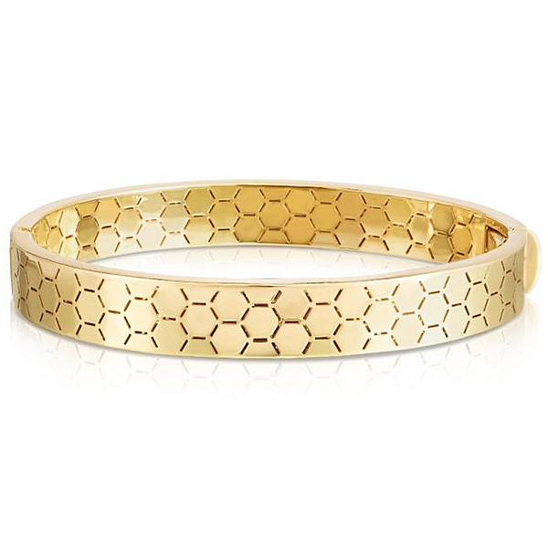 14k Yellow Gold Honeycomb Bangle Bracelet