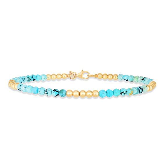 14k Yellow Gold Turquoise Pallina Bead Bracelet 
