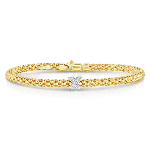 Phillip Gavriel 14k Yellow Gold .09 ct Diamond X Popcorn Bracelet