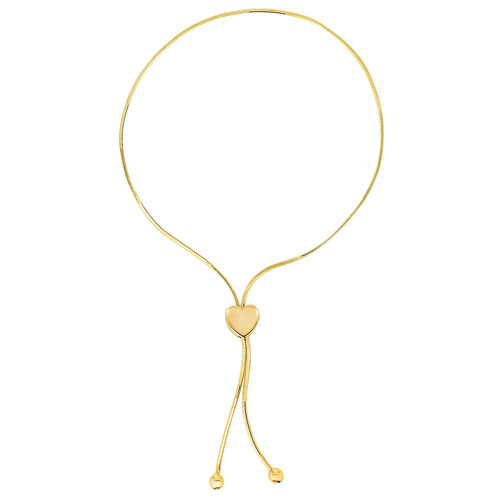 14k Yellow Gold Adjustable Bolo Bracelet with Heart Clasp