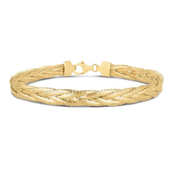 14k Yellow Gold Diamond-cut Woven Flex Bracelet