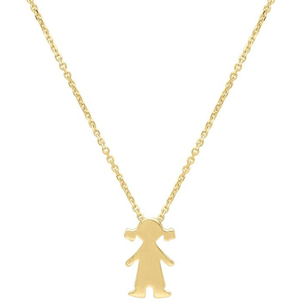 14k Yellow Gold Silhouette Girl Necklace