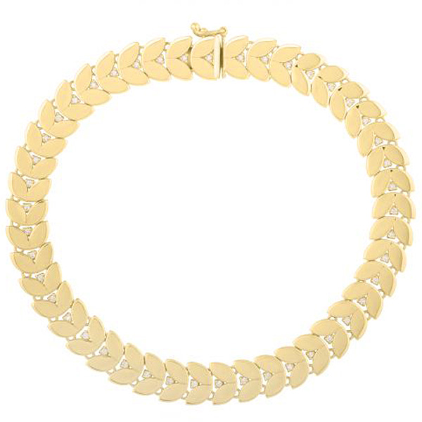 14k Yellow Gold .21 ct tw Diamond Laurel Leaf Bracelet