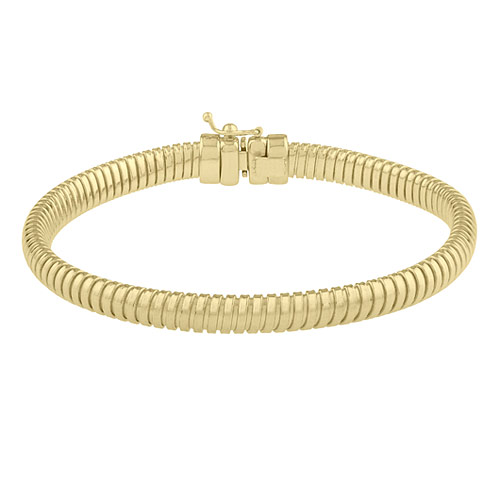 14k Yellow Gold 7in Tubogas Bangle Bracelet 5mm Thick