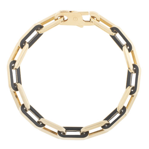 14k Yellow Gold Onyx Paper Clip Link Bracelet