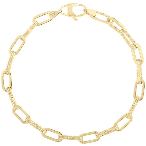 14k Yellow Gold Slender Diamante Paper Clip Link Bracelet