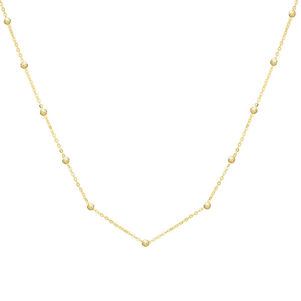 14k Yellow Gold Saturn Bead Station Chain Necklace 18in