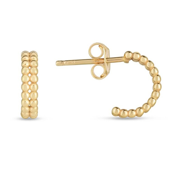 Phillip Gavriel 14k Yellow Gold Double Row Mini Popcorn Hoop Earrings