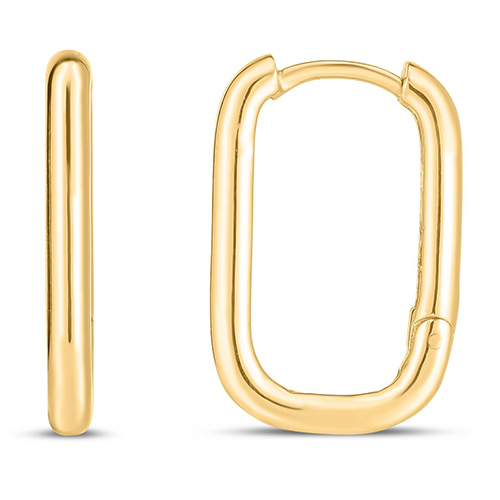 14k Yellow Gold Paper Clip Huggie Hoop Earrings