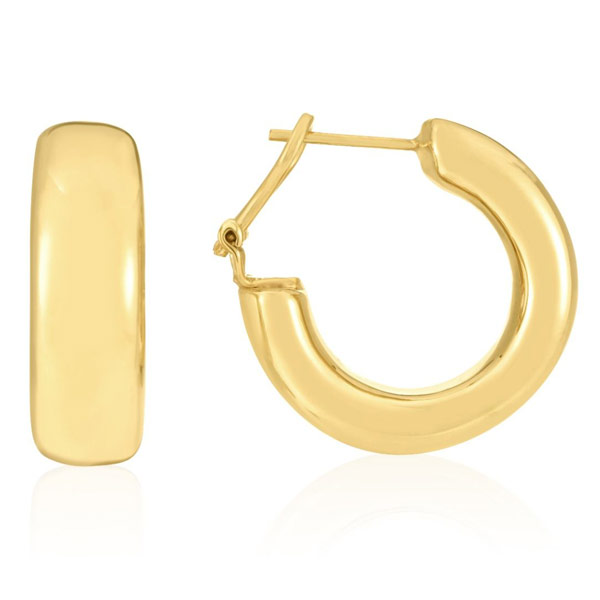14k Yellow Gold Omega C Hoop Earrings 1in