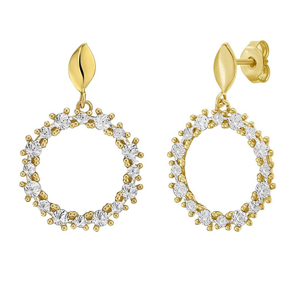 14k Two-tone Gold Diamond-cut Circle Drop Earrings