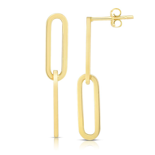 14k Yellow Gold Oval Paper Clip Earrings