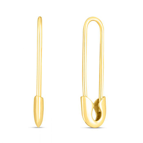 14k Yellow Gold Safety Pin Earrings