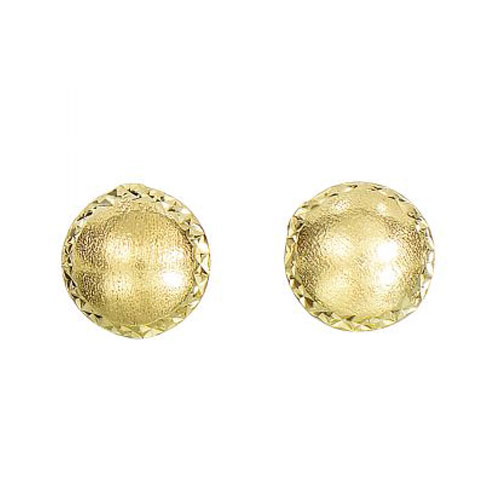 14k Yellow Gold Petite Button Earrings with Diamond Cut Edges